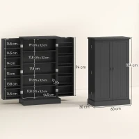 HOMCOM Armário de Cozinha com 5 Prateleiras Centrais e 2 Prateleiras Laterais de 6 Níveis, em MDF, 60x30x104 cm, Preto(m-3)