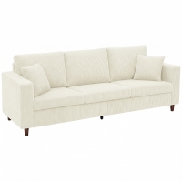 HOMCOM 3-Sitzer-Sofa aus Cordvelours, Modernes Wohnzimmersofa 225 cm, Breite Sitzfläche, Federkernkissen, Creme