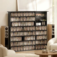 HOMCOM Aufbewahrungsmöbel 1032 CDs / 594 DVDs, Multimedia-Regal, 24 Fächer und 18 verstellbare Regalböden, schwarz(m-6)