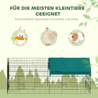 PawHut Kleintiergehege mit Dach, 4 Türen, wetterfest, Stahl/Polyester, 185x75x75cm, Schwarz/Grün(m-6)