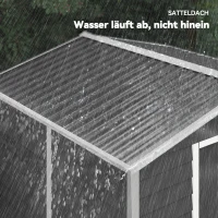 Outsunny Geräteschuppen aus Metall, wetterfest & rostfrei, abschließbar,  2,40 x 2,06 x 1,98 m, Dunkelgrau(m-8)