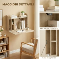 HOMCOM Scrivania da Parete, Tavolo Pieghevole con Ripiani Salvaspazio per Casa e Ufficio, 77 x 20 x 51 cm(m-6)
