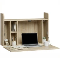 HOMCOM Scrivania da Parete, Tavolo Pieghevole con Ripiani Salvaspazio per Casa e Ufficio, 77 x 20 x 51 cm(m-11)