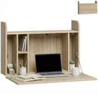 HOMCOM Wand-Schreibtisch, klappbarer Tisch mit platzsparenden Ablagen für Zuhause und Büro, 77 x 20 x 51 cm(m-8)