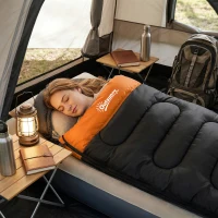 Outsunny Sleeping Bag for Adults, Lightweight & Compact Sleeping Bag, 3 Seasons, Grey(m-9)