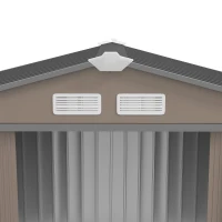 Outsunny Caseta de Jardín Exterior con Base de Refuerzo Sin Suelo 213x130x185 cm con 2 Puertas Correderas y 4 Ventanas Marrón(m-12)