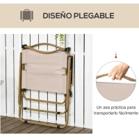 Outsunny Set 2 Sillas de Jardín Plegables con Reposabrazos Sillas para Camping y Playa en Tela Oxford y Acero 54x59x78 cm Caqui(m-5)