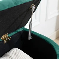 HOMCOM Kruk met Opbergruimte, 2-in-1 Poef, Gepolsterd, Fluwelen Bekleding, Hydraulische Dempers, 120 x 46 x 42 cm, Donkergroen(m-11)