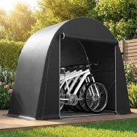 Outsunny Tenda Garage per Biciclette e Attrezzi con Ingresso a Cerniera, in PE e Metallo, 245x120x200 cm, Grigio Scuro(m-10)