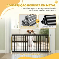 PawHut Barreira de Segurança para Cães Pequenos Extensível 67-93,5 cm Altura 45 cm para Portas e Escadas Preto(m-6)