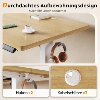 Elektrisch höhenverstellbarer Schreibtisch, leiser Motor mit 3‑fach Memory und Anti‑Kollisionssystem, 120 × 60 cm, 120x60x72-118 cm, Eichenfarbe(m-5)