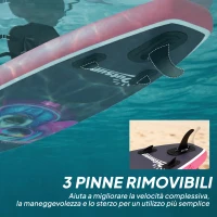 Outsunny Sup Gonfiabile con Sedile, Pagaia e Accessori, in Plastica ed EVA, 335x82x15 cm, Blu e Rosa(m-7)