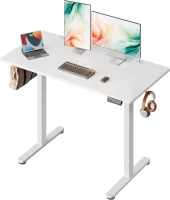 Elektrisch höhenverstellbarer Schreibtisch, 3 speicherbare Höhen für ergonomisches Sitz‑Steh‑Arbeiten, 120×60 cm, 72–118 cm, 120x60x72-118 cm, Weiß(m-1)