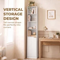 HOMCOM Bookcase Adjustable Shelf Bookshelf Anti-Tip Hardware 6-Tier Storage Cabinet White Wood Effect(m-5)