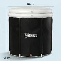 Outsunny Baignoire à Glace Pliable Gonflable 280 L avec Couvercle et Pompe pour Entraînement à l'Eau Froide, 78x78x71 cm, Noir(m-3)