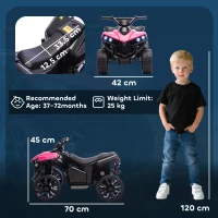 AIYAPLAY 6V Kids ATV, 4 Wheeler Electric Ride on Car with Music and LED Headlights, for Ages 18-56 Months Boys and Girls, Pink(m-3)