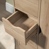 HOMCOM Bathroom Cabinet, Freestanding Storage Cabinet with 4 Drawers, Door Cupboard for Living Room, Kitchen, Bedroom, Natural(m-8)
