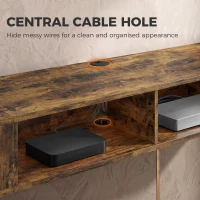 HOMCOM Wall Mounted TV Stand with RGB LED Lights, Floating Entertainment Centre for 75 Inch TV, Rustic Brown(m-7)