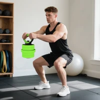 SPORTNOW 4-in-1 Halterset 20 kg - Verstelbare Dumbbell & Barbell Kettlebell Push-up Bars Groen(m-9)