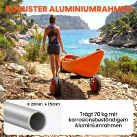 Outsunny Transportwagen Klappbar Alu Kajakwagen bis 70 kg Bootswagen mit Spanngurte luftlose Stollenreifen(m-6)