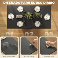 HOMCOM Mesa de Cocina Plegable con 2 Ruedas 2 Estantes de Almacenaje y 2 Alas Abatibles Estilo Moderno 75x140x74 cm Negro(m-7)