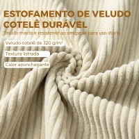 HOMCOM Banco de Arrumação 150 cm Estofado em Veludo Banco de Fundo de Cama com Braços Arredondados e Pés de Madeira Bege(m-4)