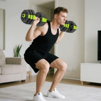 SPORTNOW Juego de Mancuernas Ajustables 25 kg 6 en 1 como Kettlebell Barra Mancuernas Soporte para Flexiones para Gimnasio Casa(m-2)