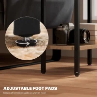 HOMCOM Mesa Auxiliar Estrecha de 3 Niveles con Estantes Abiertos y Estructura de Acero para Salón Dormitorio 43x18x62,5cm Roble(m-6)