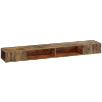 HOMCOM Wall Mounted TV Stand with RGB LED Lights, Floating Entertainment Centre for 75 Inch TV, Rustic Brown(m-1)
