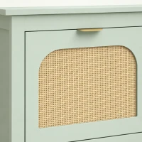 HOMCOM Narrow Shoe Cabinet, Boho Slim Shoe Storage Cabinet with 4 Flip Drawers, Holds 20 Pairs, Light Green(m-10)