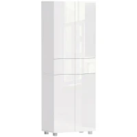 HOMCOM Aparador Alacena de Cocina Mueble Auxiliar con 4 Puertas 2 Cajones y Estantes Ajustables 60x35x170 cm Blanco(m-12)