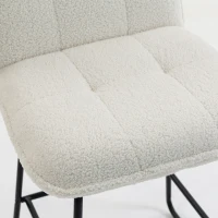 HOMCOM Lot de 2 Tabourets de Bar, Chaises de Bar Rembourrées en Tissu Bouclette, Extra-Large Assise 66H cm, Crème(m-12)