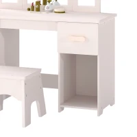 AIYAPLAY Tocador de Maquillaje Niñas con Taburete 3 Espejos Desmontables 2 Cajones 2 Armarios 7 Accesorios para +3 Años Rosa(m-13)