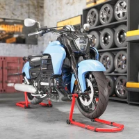 HOMCOM Suporte de Roda Dianteira e Traseira para Mota Carga 390 kg com Adaptadores de Garfos em U e L Ajustáveis Vermelho(m-10)