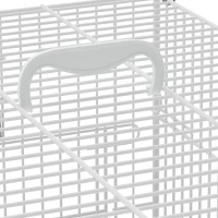 PawHut Bird Cage Foldable Portable Budgie Cage with Wooden Perch 2 Bowls for Travel 49 x 31 x 40 cm White(m-12)