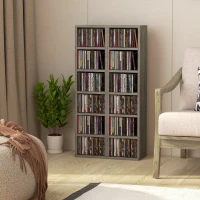 HOMCOM Lot de 2 étagères colonnes armoire de rangement CD-DVD 12 compartiments 21 x 22,5 x 88,5 cm capacité 204 CD gris foncé(m-10)