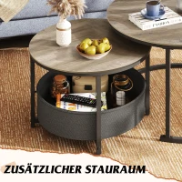 Couchtisch 2er-Set, flexibles 2‑in‑1-Design, modernes Design, 80x80x48.2 cm, Eichenfarbe(m-4)