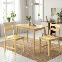HOMCOM Juego de 2 Sillas de Comedor de Bambú con Asiento con Listones Respaldo Curvado Sin Brazos Natural(m-2)