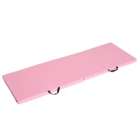 Covoraș de Gimnastică Pliabil HOMCOM, Covoraș Fitness Gros de 5 cm și Antiderapant, 180x60x5 cm, Roz(m-12)