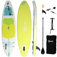 Outsunny Tabla de Paddle Surf Hinchable 320 cm, con Superficie Antideslizante Remo de Aluminio Ajustable Quilla Bomba y Mochila(m-11)