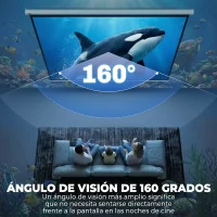 HOMCOM Pantalla de Proyección Manual Portátil 100 Pulgadas Formato 16:9 con Altura Ajustable 221x124 cm Blanco(m-5)
