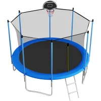 Trampolin Outdoor, verstärkten Beintraversen, doppelt gepolstertem Sicherheitsnetz, 366x366x256 cm, Blau(m-5)