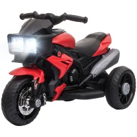 AIYAPLAY Kids Electric Motorcycle Ride-On Toy, 3-Wheel Battery-Operated Motorbike with Horn, Toddler Ride On Bike, Red(m-15)