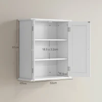 HOMCOM Bathroom Wall Cabinet, 3-Tier Wall-Mounted Bathroom Storage Cabinet with Adjustable Shelf, White(m-3)