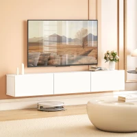 HOMCOM Schwebender TV-Schrank, Wandmontage, 3 Schubladen, viel Stauraum, 180 cm, Weiß(m-10)