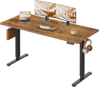 Elektrisch höhenverstellbarer Schreibtisch, 3 Memory‑Funktionen, Anti‑Kollisionssystem, 160x70.2x72.2-118 cm, Braun(m-1)