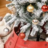 HOMCOM Árbol de Navidad Estrecho 270 cm Árbol Navideño Nevado con 1014 Ramas y Soporte de Metal para Salón Verde y Blanco(m-10)