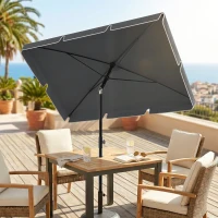 Outsunny Sombrilla de Terraza de Aluminio 2x1,3x2,5 m Parasol de Jardín Rectangular con Función de Inclinación Gris(m-9)