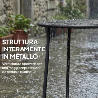 Outsunny Tavolino da Caffè da Esterno Rotondo 50 cm, Tavolo in Metallo con Base a X e Piedini Antiscivolo, Nero(m-4)