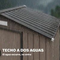 Outsunny Caseta de Jardín Exterior con Base de Refuerzo Sin Suelo 213x130x185 cm con 2 Puertas Correderas y 4 Ventanas Marrón(m-7)